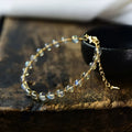 14K gilded natural crystal blue moonstone bracelet with 6mm stones and metal detailing