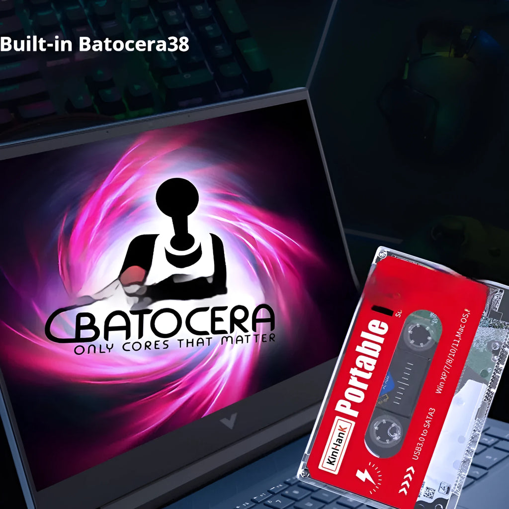 External 2TB mechanical hard drive for mobile gaming with USB cable and protective packaging