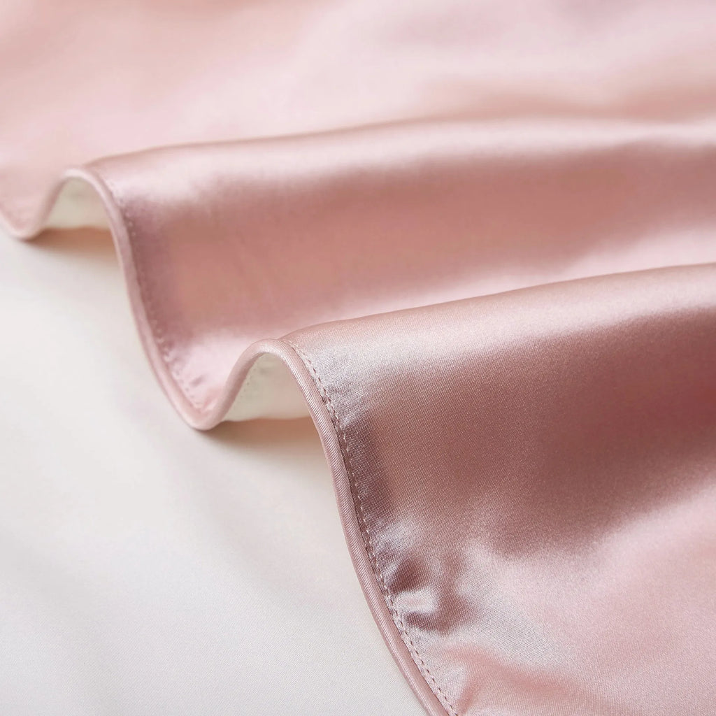 Mulberry silk pillowcase with rope trim in bean paste purple colour