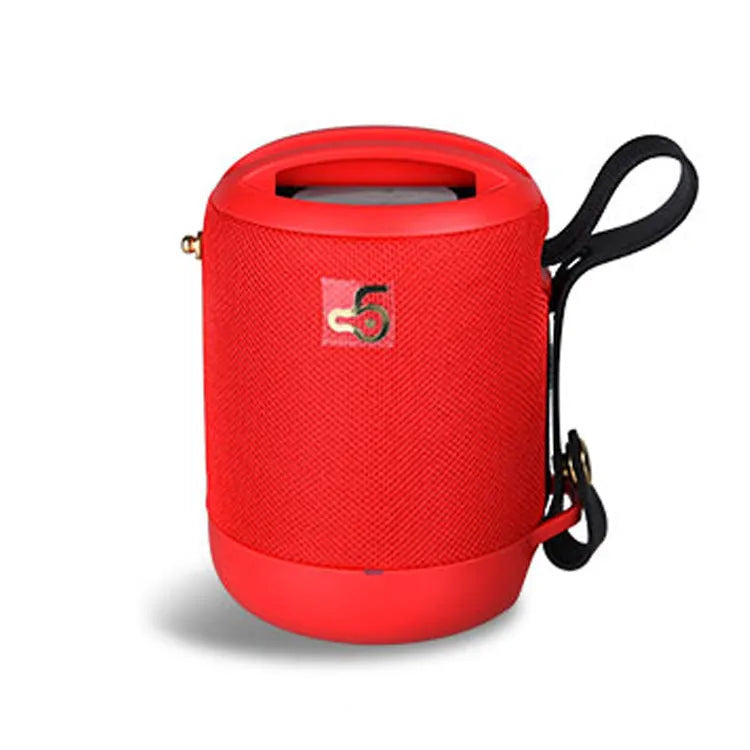 Portable waterproof Bluetooth speaker in multiple colours with portable belt showing compact design