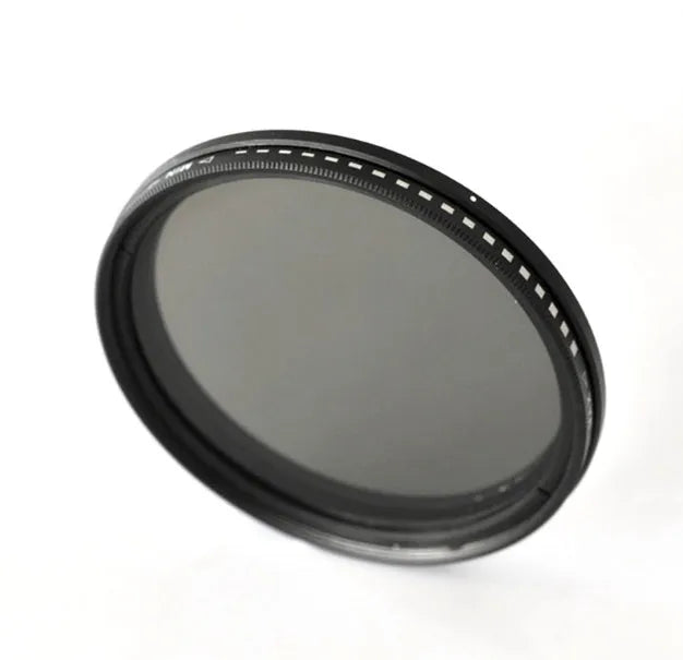 Adjustable multi-diameter ND camera filter kit with ND-2, ND-4, ND-8, and ND-400 filters and adapter rings