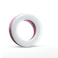 Black portable LED ring light for mobile phones with USB charging cable