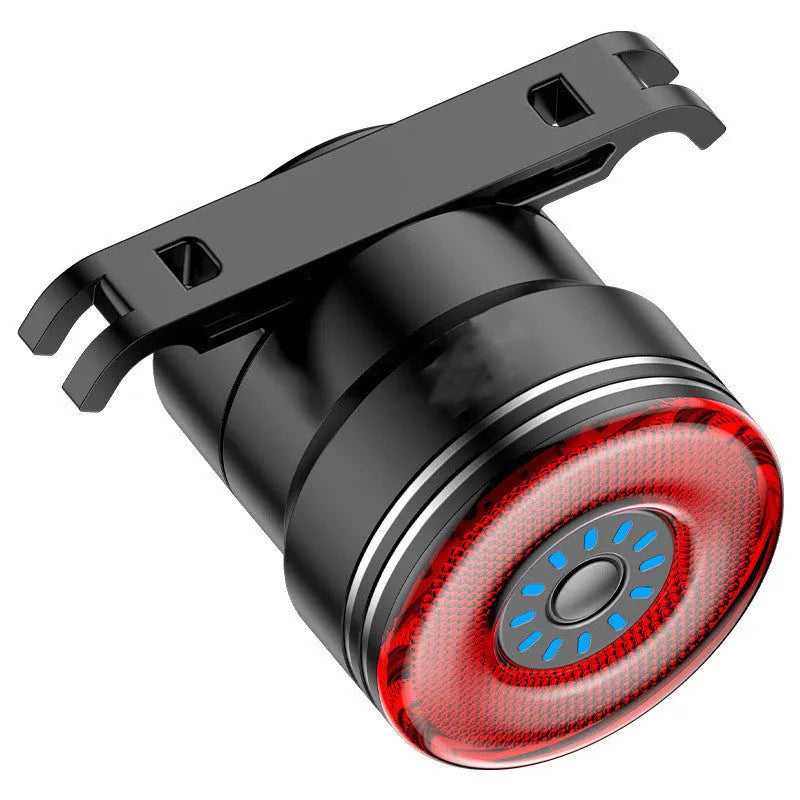 Black aluminium alloy smart brake sensing USB rechargeable bicycle taillight