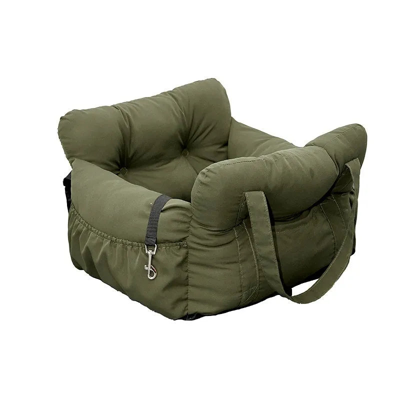 Green cloth pet car bed dog safety seat for dogs and cats, available in S and L
