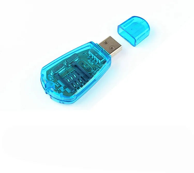 Blue plastic USB 2.0 external SIM card reader for mobile phones