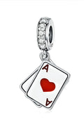 925 silver pendant loose bead with zircon, oxidation finish, 2.4cm by 1.2cm, silver colour for jewellery making
