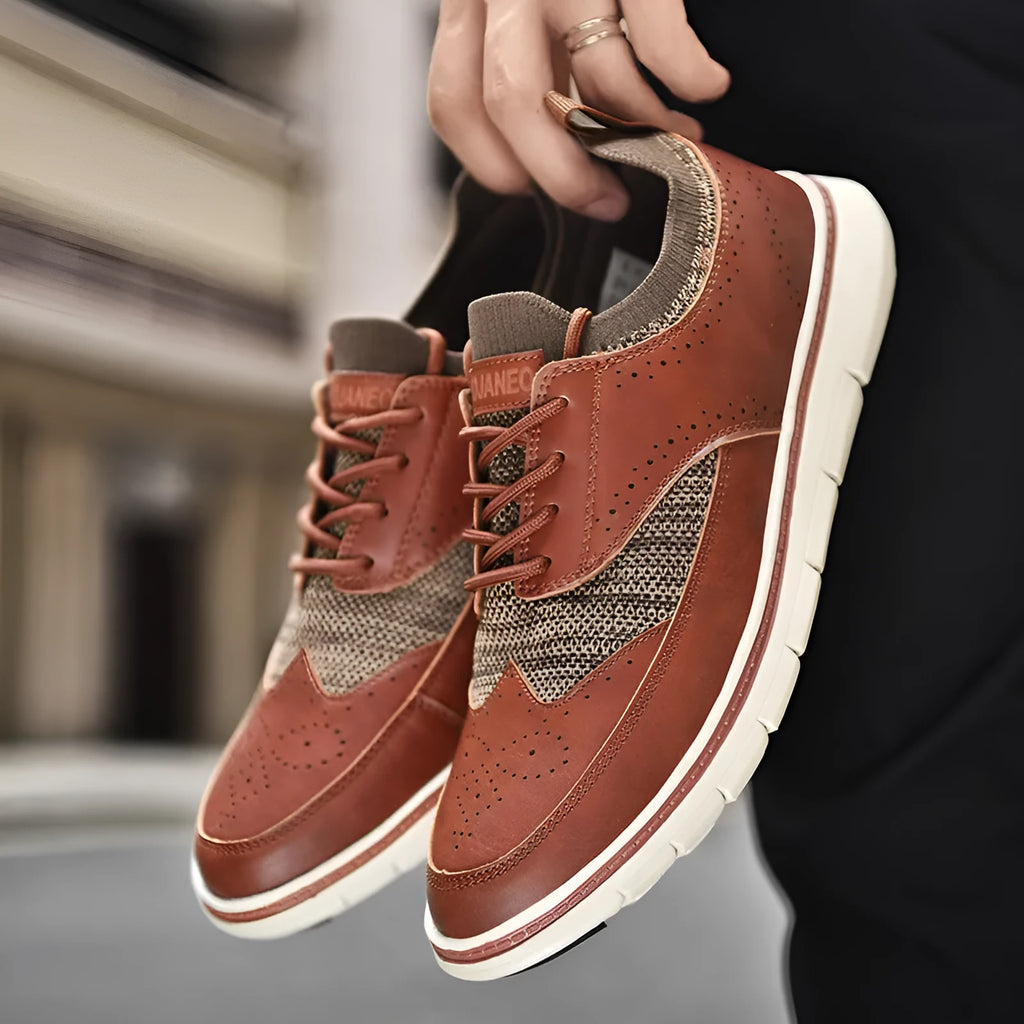 Men's British style casual leather shoes black low top round toe artificial PU upper