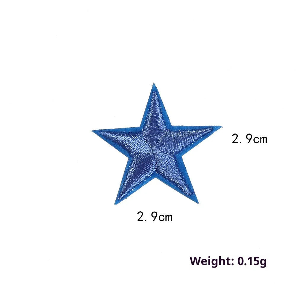 Colourful handmade five-pointed star embroidery cloth stickers for DIY clothing decoration