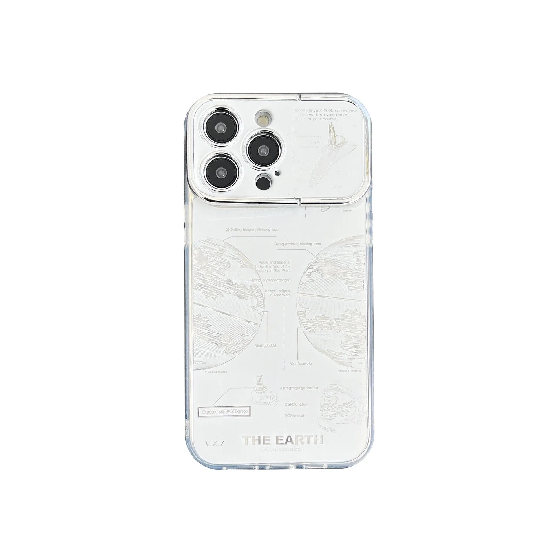 Pleated Bracket Phone Case Metal Planet for iPhone 11-14 Pro Max, two colour options shown