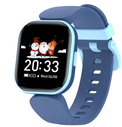 Blue H39T smart children's watch with TPU strap showing 1.4 inch screen displaying step count.