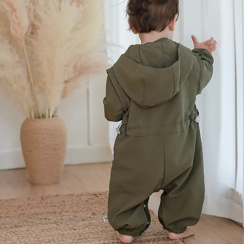 New baby hooded cotton jumpsuit western style romper in black for heights 66-100cm