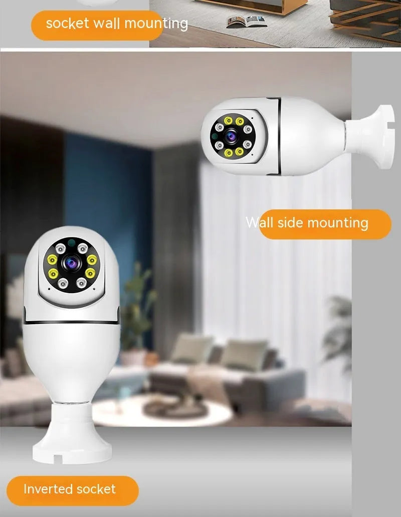 Wireless wifi bulb security camera with 1080p resolution and full colour night vision