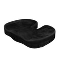 Black U-shaped memory foam office seat cushion showing dimensions of 46cm by 36cm.