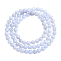 Blue agate beaded bracelet with three-circle design and natural striped patterns on 6-6.8mm stones