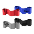 Elastic elbow support bandage for sports, shown in black, blue, grey, and red colours.