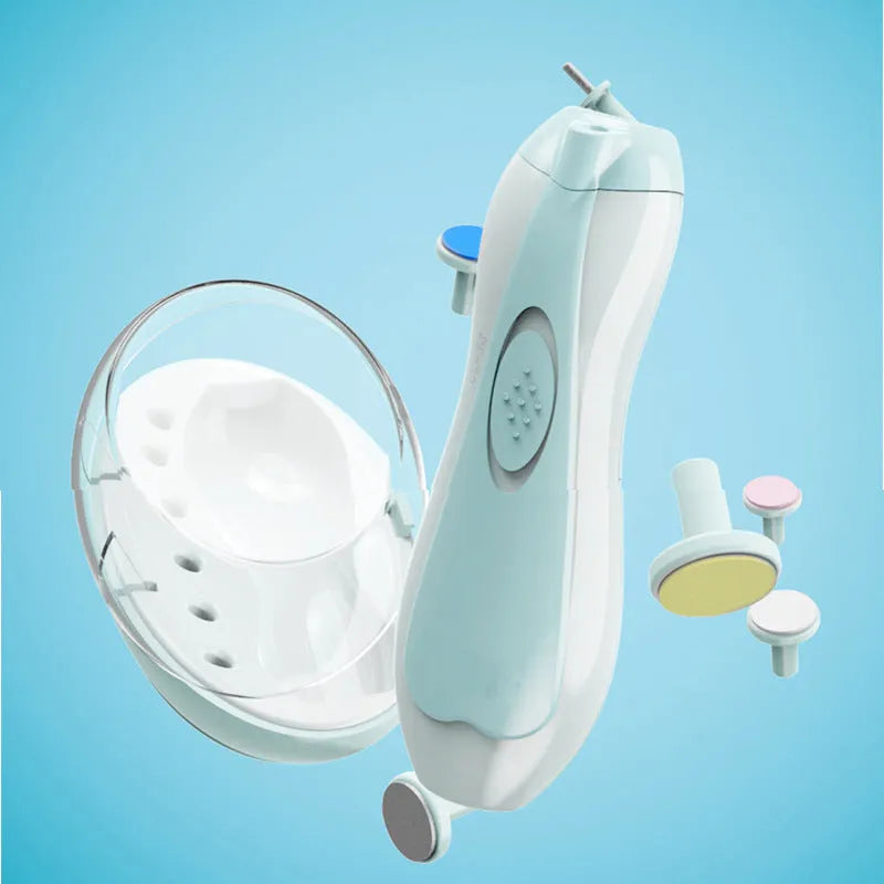Ultra-quiet baby nail polisher with night light and four speed settings for infants and toddlers