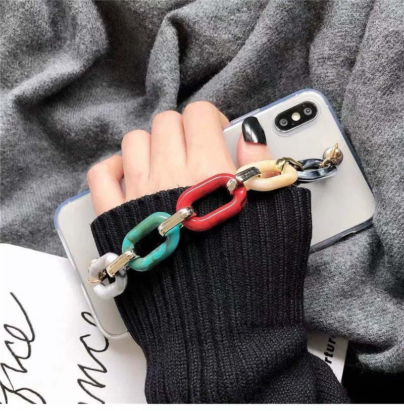 Transparent Samsung phone case with colour bracelet, TPU and PC back cover for Galaxy models