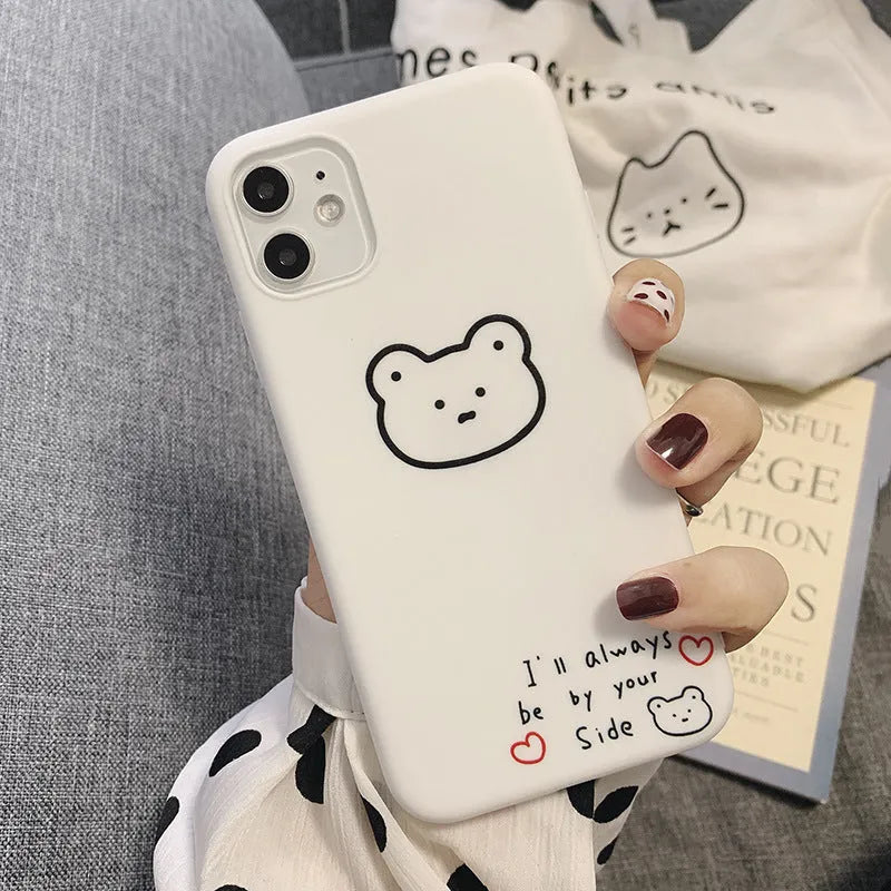 Soft silicone iPhone case with Korean bear cartoon design for Apple 11 Pro Max, XS Max, and XR models