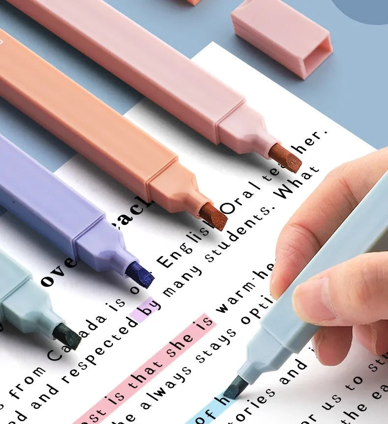 Double-headed fluorescent marking pens in Salt or Sweet colour series showing two-tip design