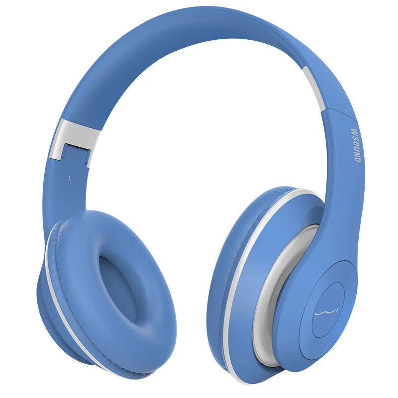 Blue and red Bluetooth wireless stereo headset for hands-free calls and music.