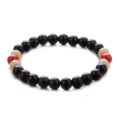 Natural stone beaded bracelet with lava stone beads for essential oil diffusion, ethnic unisex style.