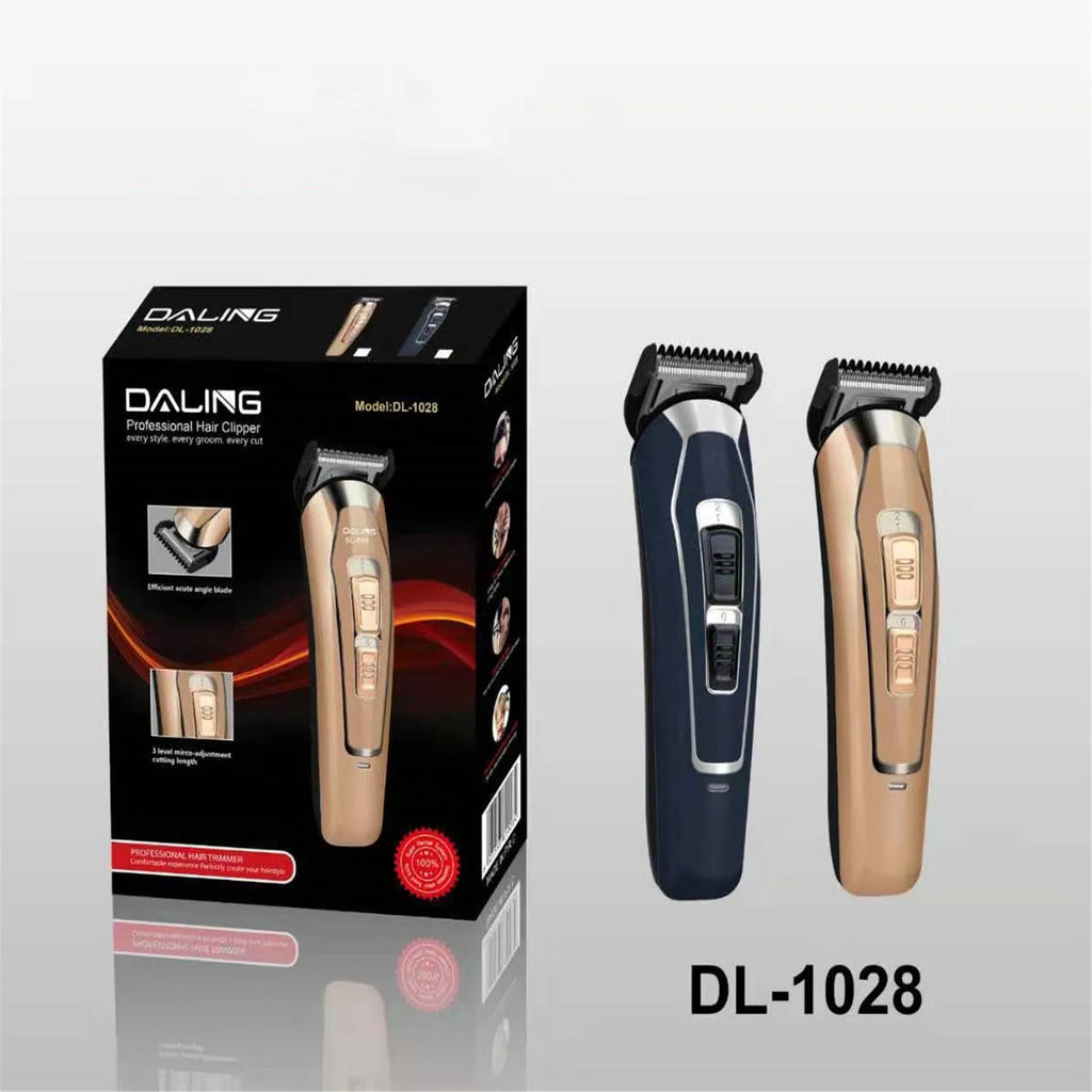 Dark blue rechargeable cordless hair clipper with stainless steel blades for home grooming