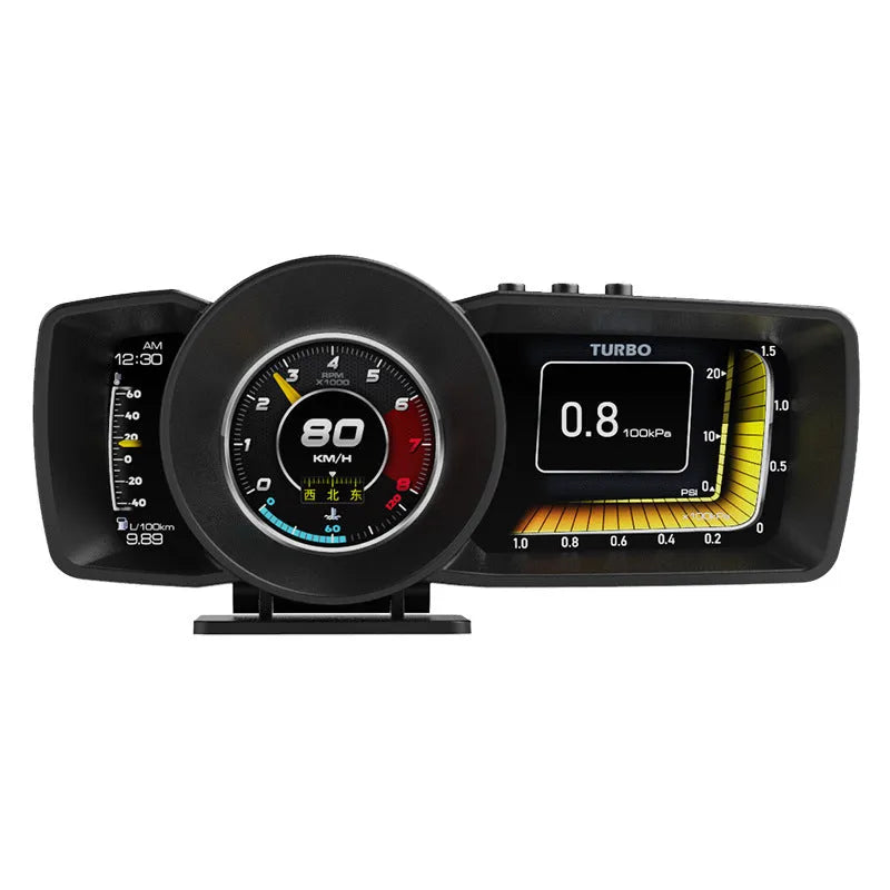 A600 OBDII vehicle diagnostic monitor with GPS BeiDou navigation on dashboard