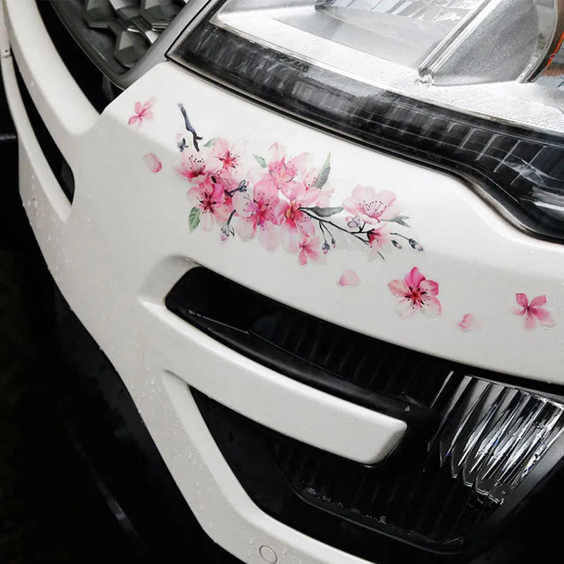 Cherry blossom flower pattern car sticker in PVC vinyl material showing two size options