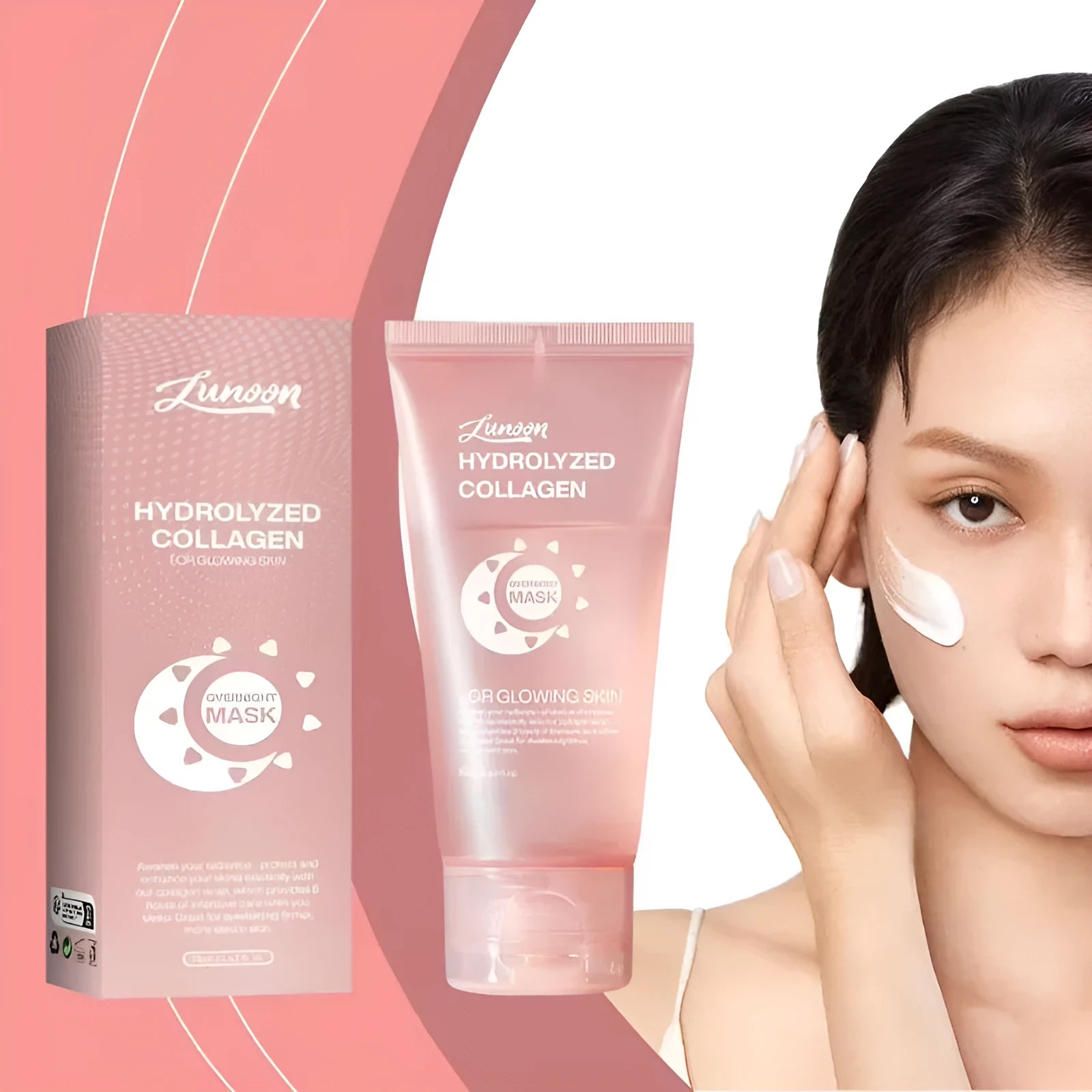 Collagen night face mask in 75ml bottle with application brush for evening skincare