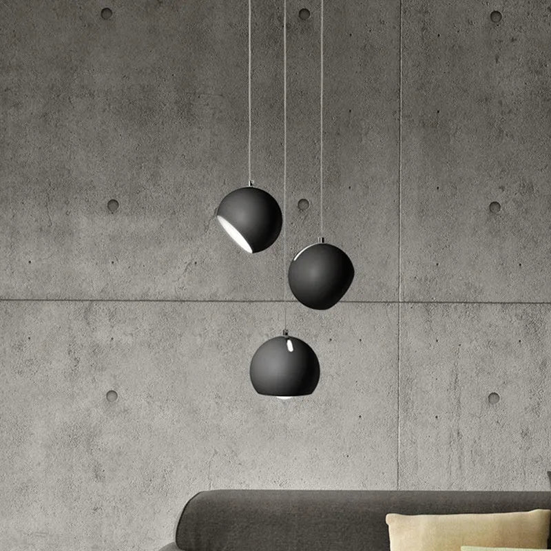 Post-modern ball chandelier in Obsidian Black or Moon White with Nordic style for living room