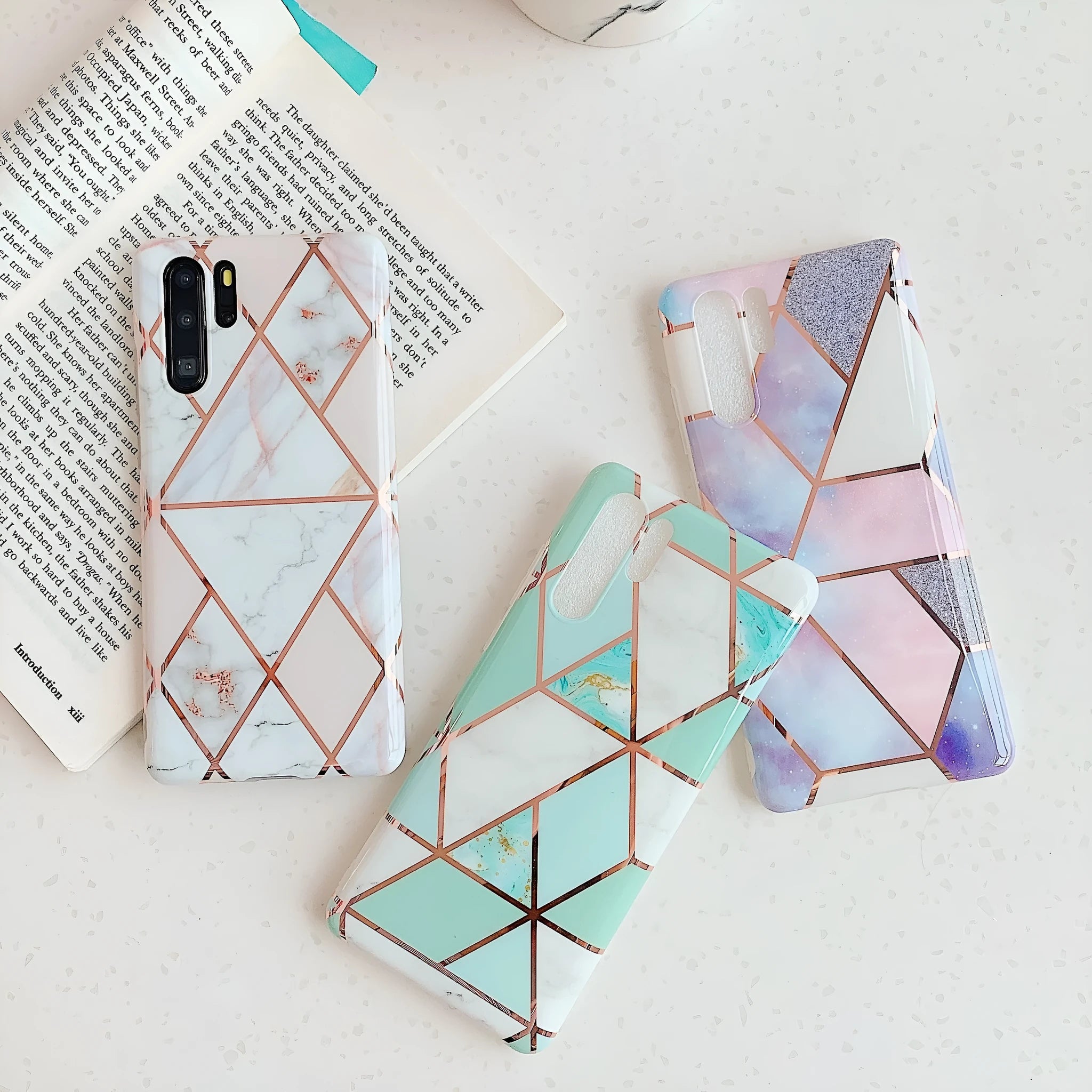 Electroplated marble pattern TPU phone case for Huawei and Samsung smartphones