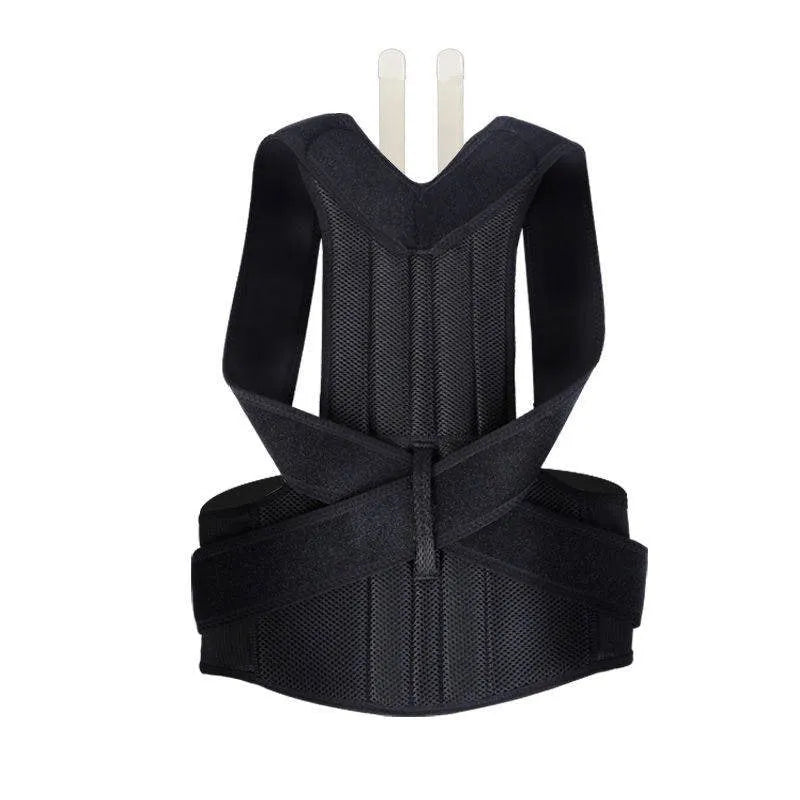 Black spine bending posture corrector with nano-carbon titanium keel, breathable mesh and Velcro fastening, sizes S to 4XL
