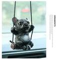 Resin bulldog cartoon car pendant ornament hanging from rearview mirror