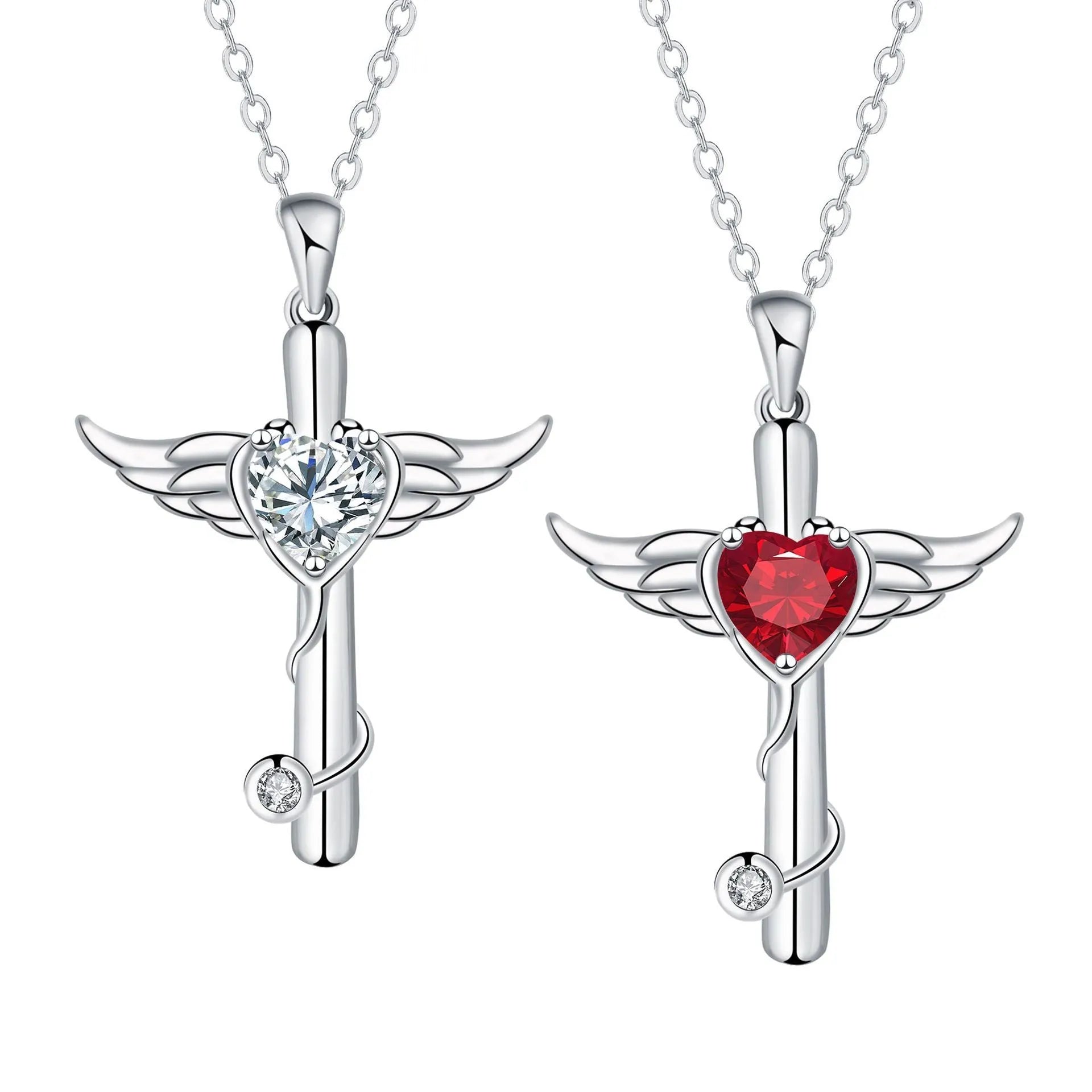 Copper electroplated necklace with a stethoscope-shaped pendant featuring a winged cross design.