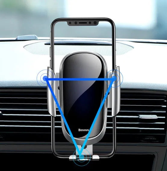 Smart car bracket mobile phone holder mounted in vehicle with adjustable clamp and one-touch opening mechanism
