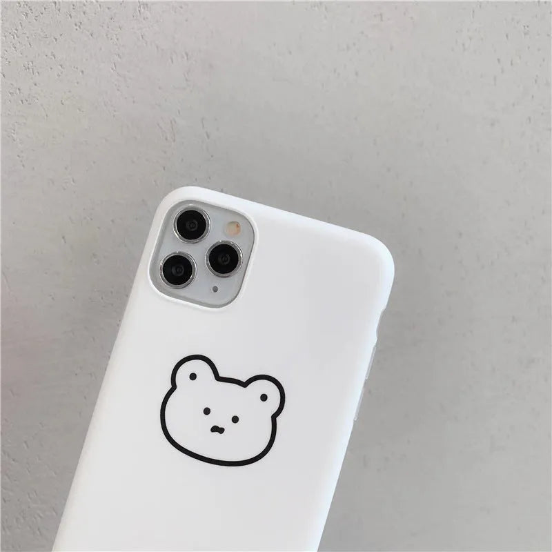 Soft silicone iPhone case with Korean bear cartoon design for Apple 11 Pro Max, XS Max, and XR models