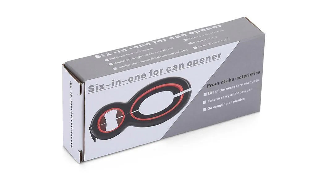 6 in 1 bottle can opener in grey, green or red, 14.5 cm, stainless steel and PP with soft coating