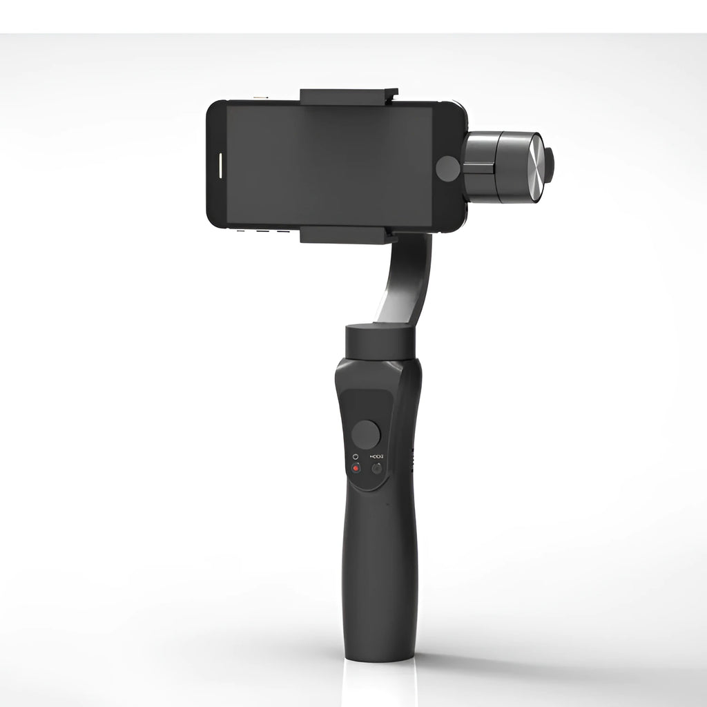 Black 3-axis mobile phone stabilizer gimbal for smartphones up to 6.5 inches