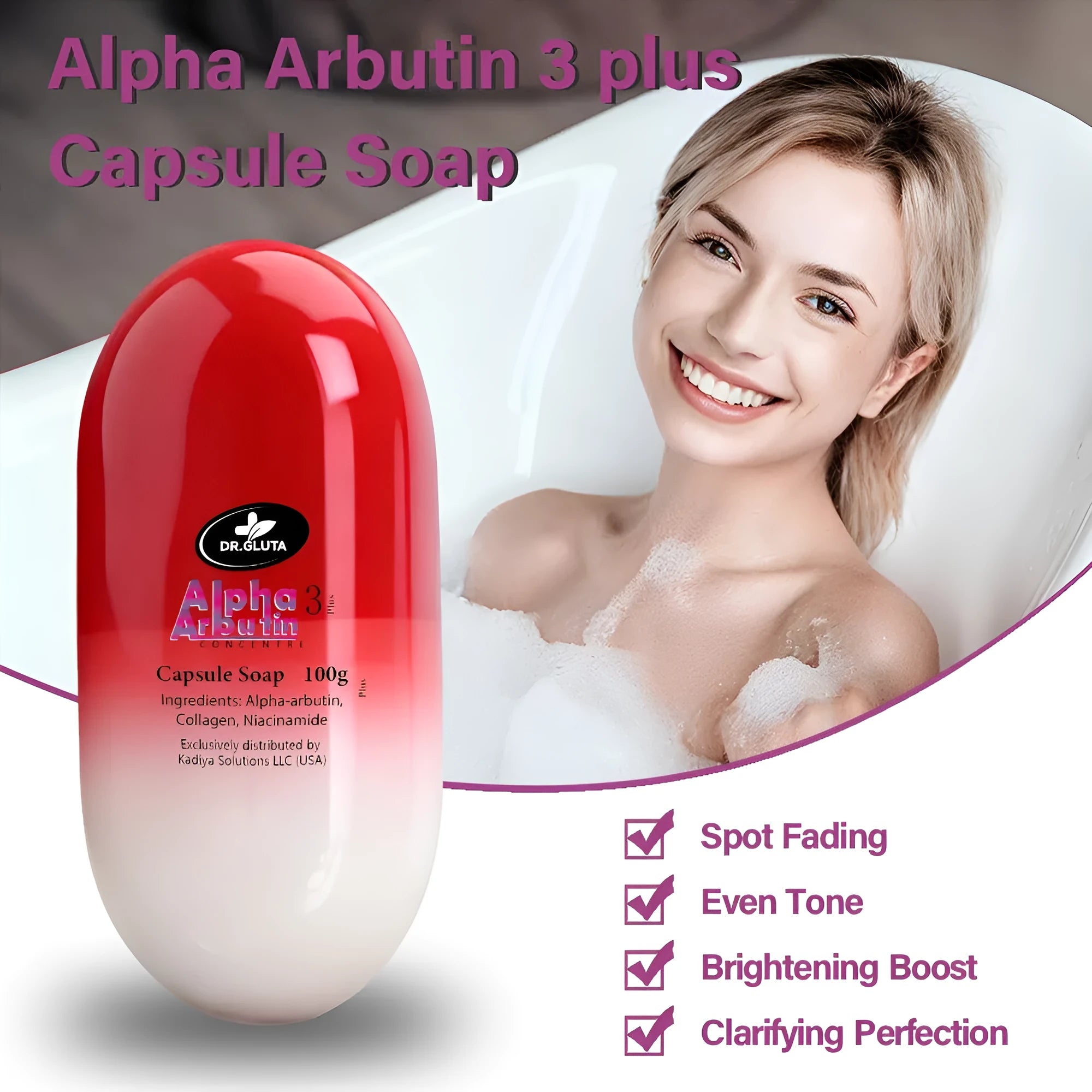Alpha Arbutin 3 Plus capsule soap 100g bar for skin whitening and brightening