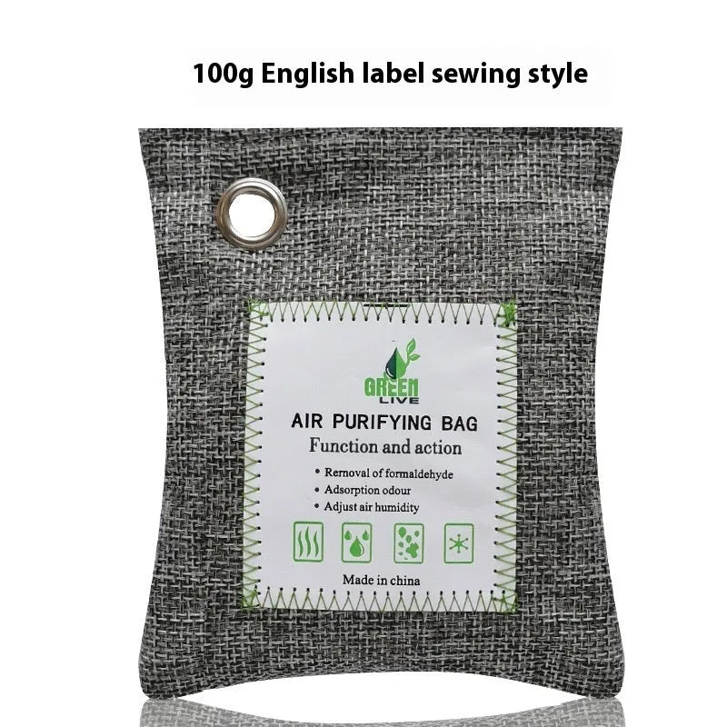 Sewing style bamboo charcoal activated carbon bag for household formaldehyde and odour removal