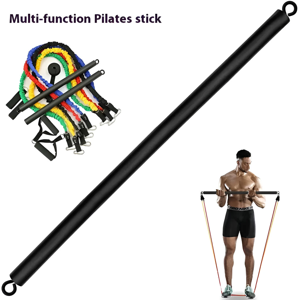 Two-segment push and pull rod fitness stick for resistance training and stretching exercises