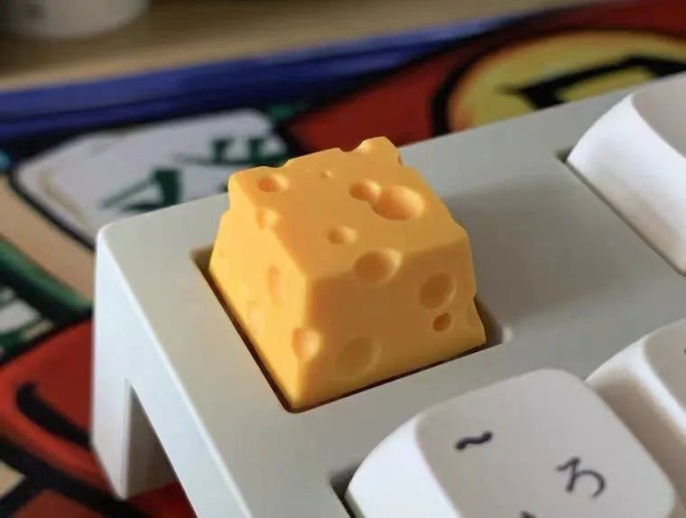 Yellow resin cheese character key cap for mechanical keyboard customisation