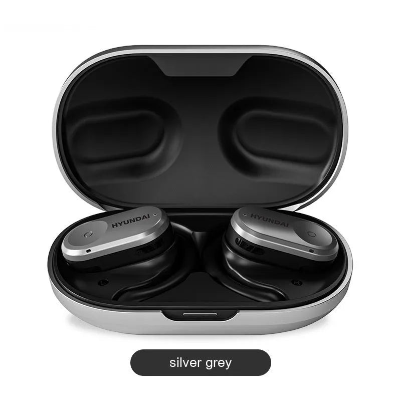 Hyundai ear hook wireless Bluetooth headset in White Orange or Silver Black, plastic ear-mounted design