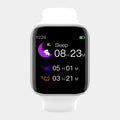 Smart bracelet with black silicone strap showing a 1.54-inch screen displaying call and blood pressure information.