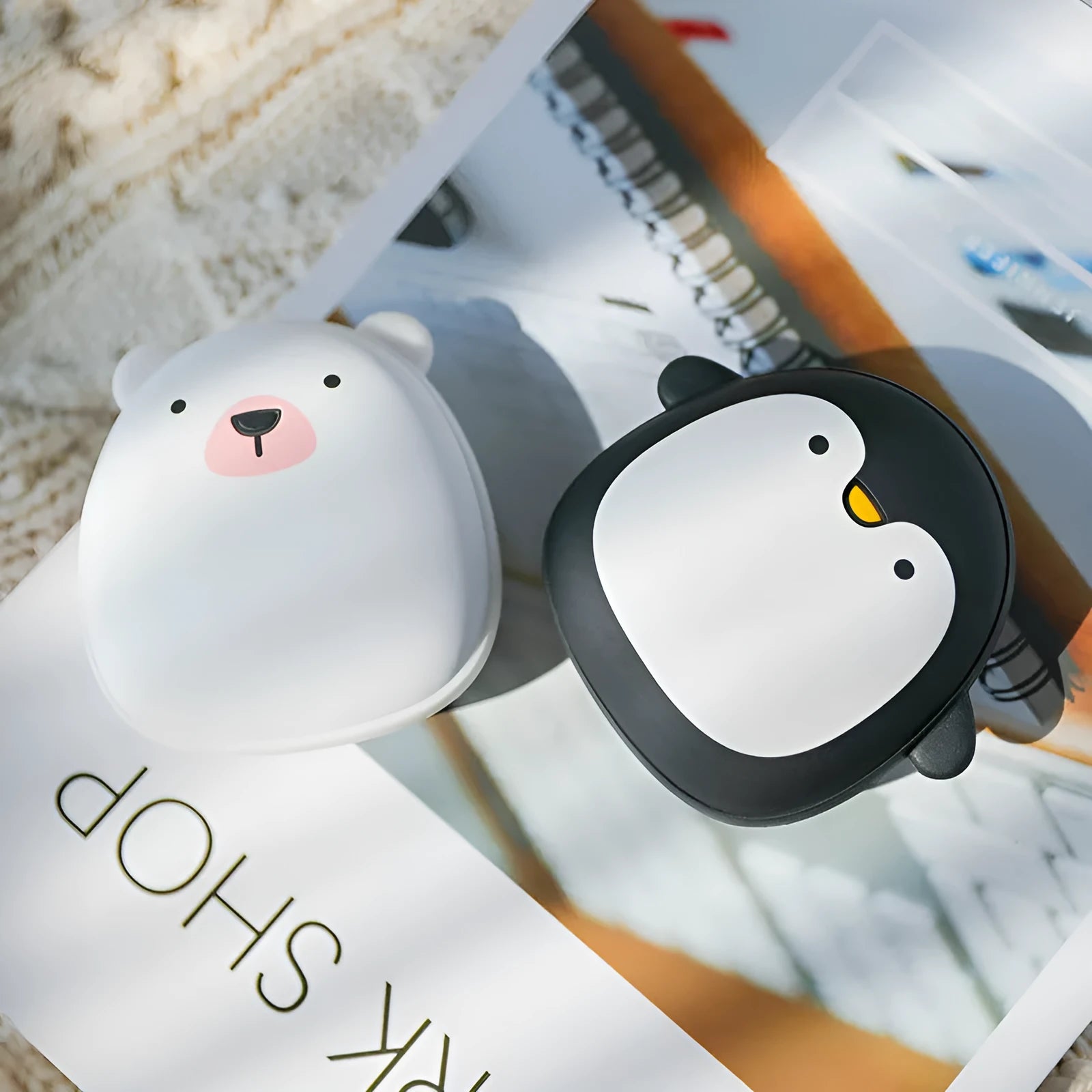 Cartoon penguin polar bear USB rechargeable electric hand warmer with double-side heating