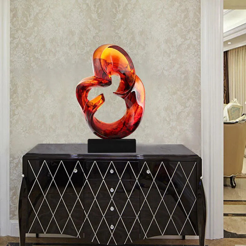 Transparent resin craft ornament in modern minimalist style showing orange red and blue colour options