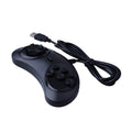 Black Sega USB PC game controller with 1.8 metre cable showing dimensions and custom branding option