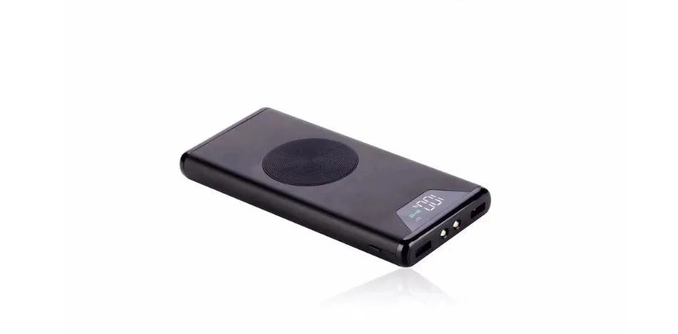20000mAh wireless power bank in metal housing, 155x74x15mm, shown in Black, Gold, Red, and Rose Gold.