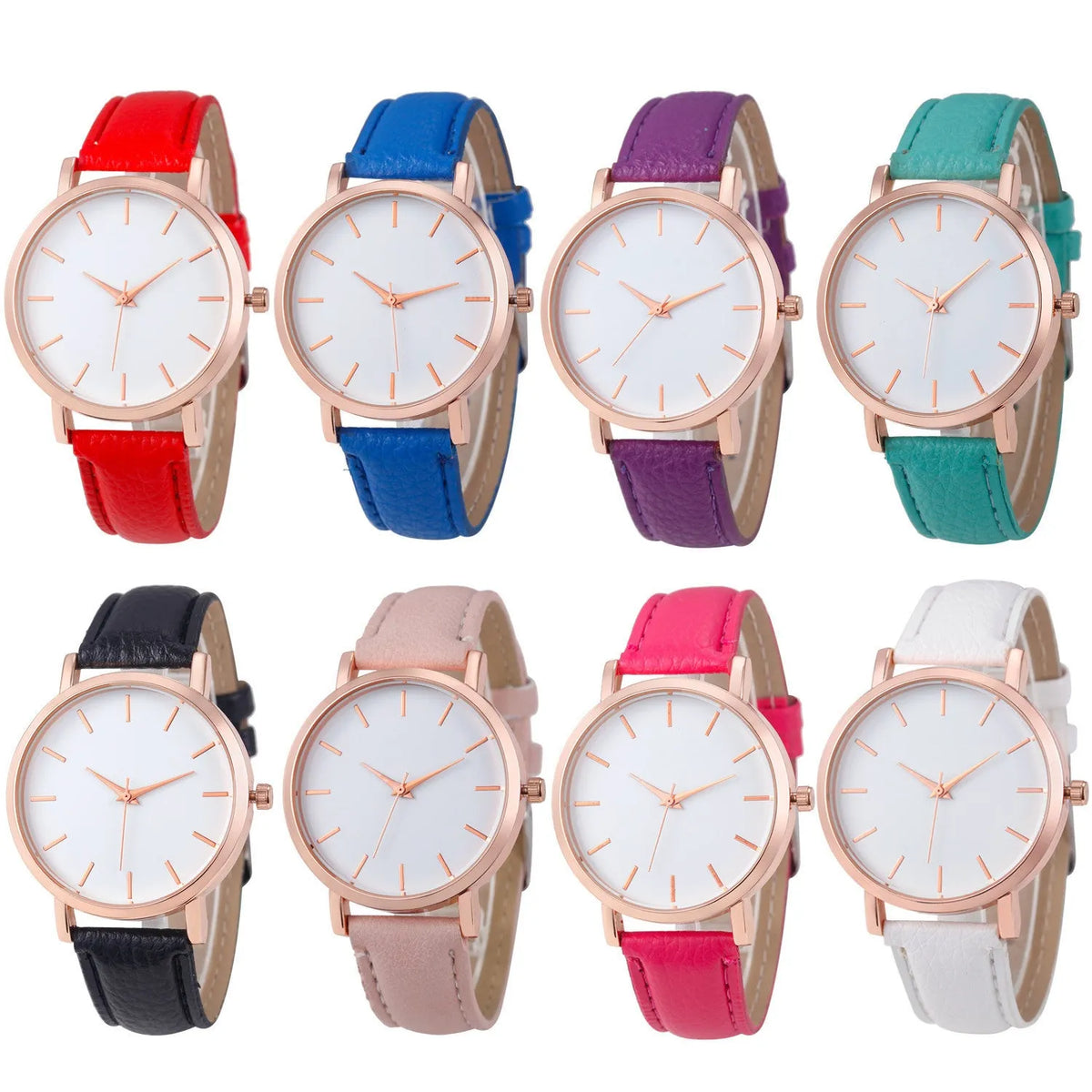 35.5mm square quartz watch with alloy case and PU leather strap in various colours