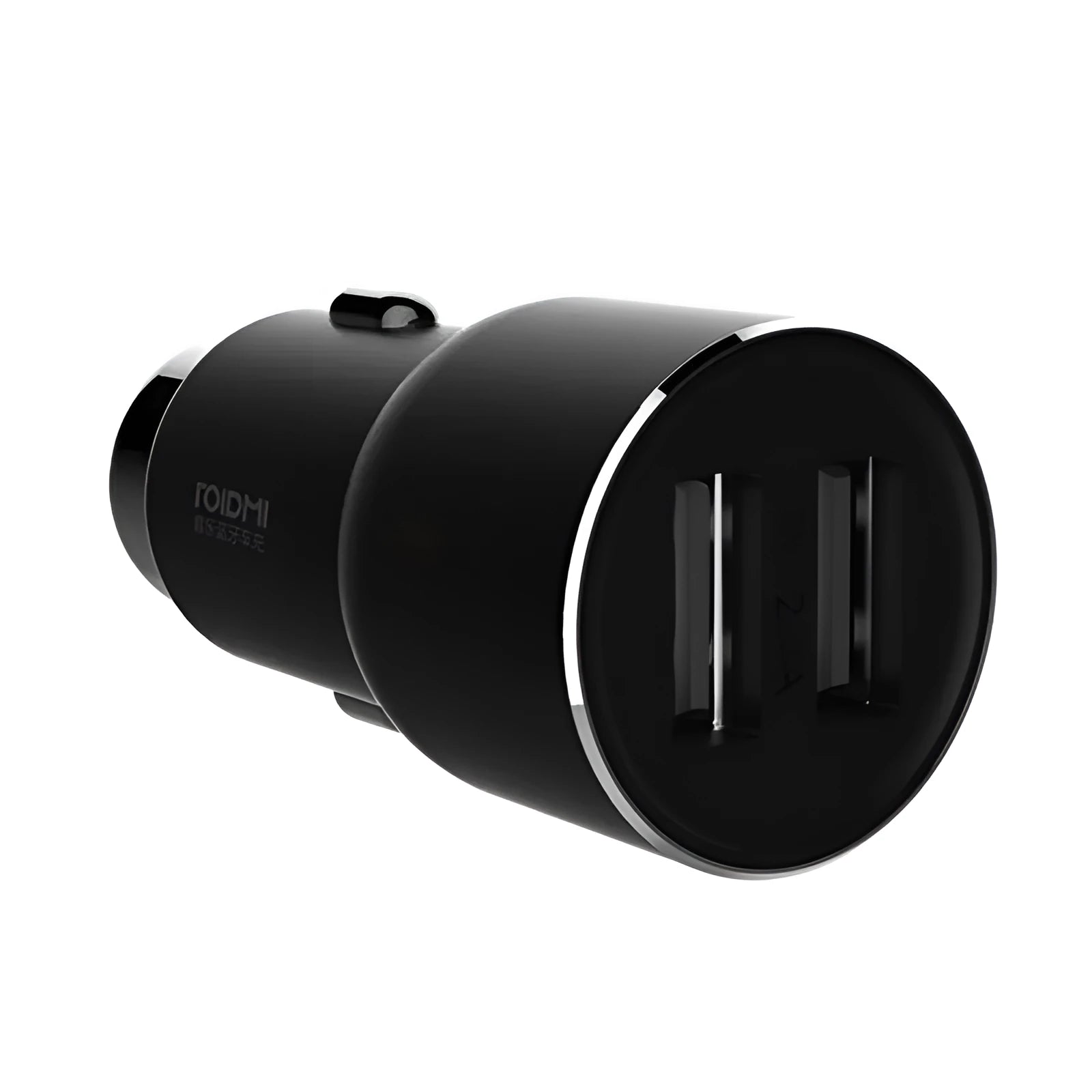 Black Ruimi 3S Bluetooth car charger with dual USB ports measuring 26.5×26.5×61.3mm